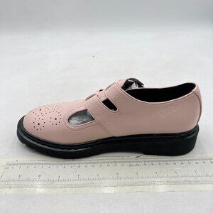 Pink Classic Round Toe Strap Buckle Loafers Block Low Heel Casual Walking Shoes